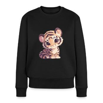 Sumatra-Tiger - Frauen Premium Bio Pullover - Schwarz - Vorne - Julia (174cm)
