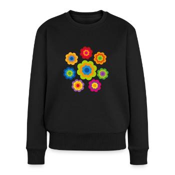 édition limitée 4b flower power - Pull Premium bio Femme - noir - Devant - Julia (174cm)