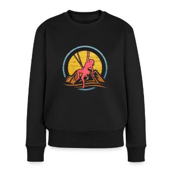 Geschenkidee Kletterin Bergsterigerin Frauenpower - Frauen Premium Bio Pullover - Schwarz - Vorne - Julia (174cm)