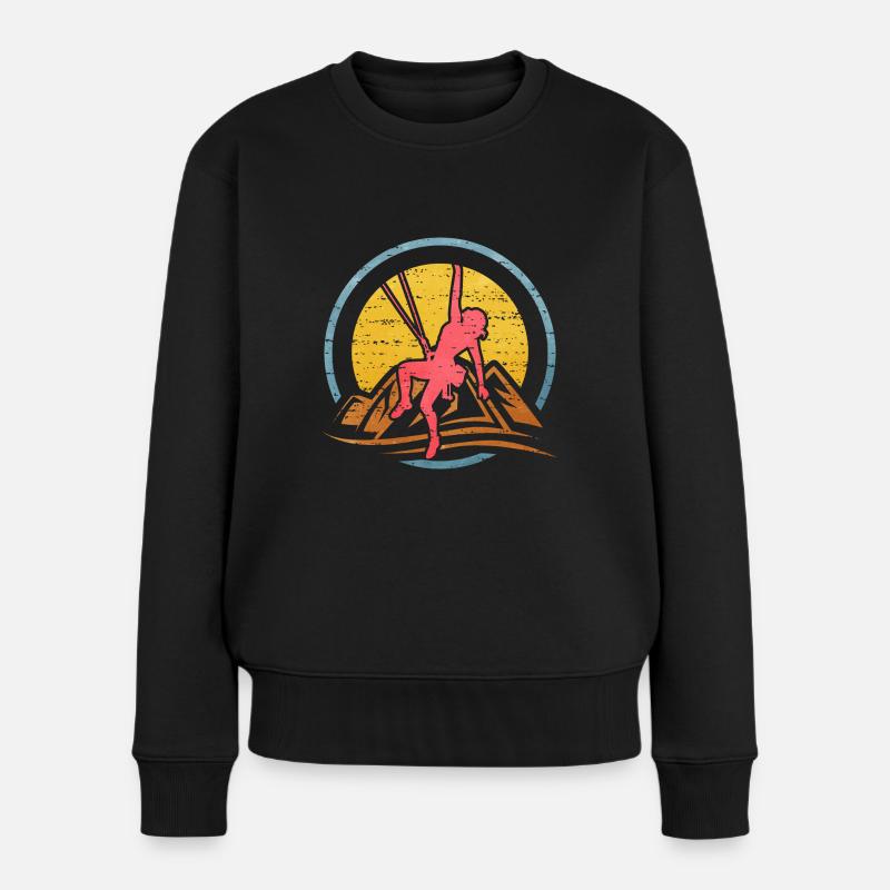 Geschenkidee Kletterin Bergsterigerin Frauenpower - Frauen Premium Bio Pullover - Schwarz