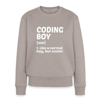 Coding Boy Definition Noun Software Developer Prog - Frauen Premium Bio Pullover - Taupe - Vorne - Julia (174cm)