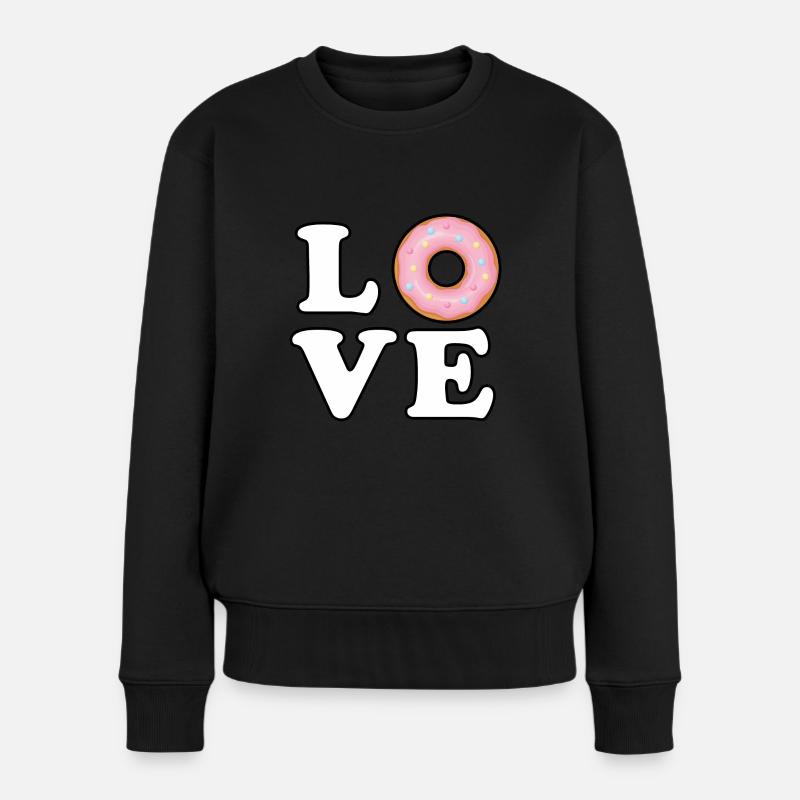 Donut Love - Frauen Premium Bio Pullover - Schwarz