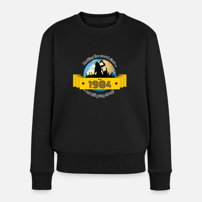 40. Geburtstag Rocking the crowd since 04/1984 - Frauen Premium Bio Pullover - Schwarz
