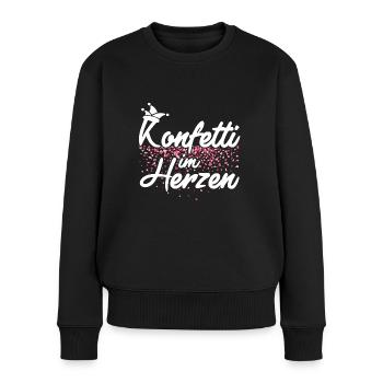 Konfetti im Herzen Fasching Karneval Konfetti - Frauen Premium Bio Pullover - Schwarz - Vorne - Julia (174cm)