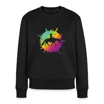 Westernreiten Westernreiter Pferdeliebhaber - Frauen Premium Bio Pullover - Schwarz - Vorne - Julia (174cm)