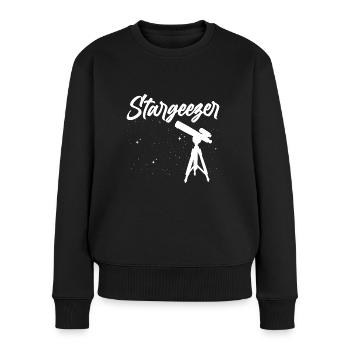 Sternensucher Shirt Teleskop Universum - Frauen Premium Bio Pullover - Schwarz - Vorne - Julia (174cm)