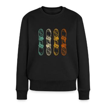 Retro Snowboard Snowboarder Vintage - Frauen Premium Bio Pullover - Schwarz - Vorne - Julia (174cm)