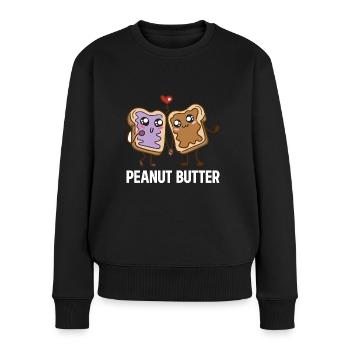 L’amour amoureux du beurre de cacahuète - Pull Premium bio Femme - noir - Devant - Julia (174cm)