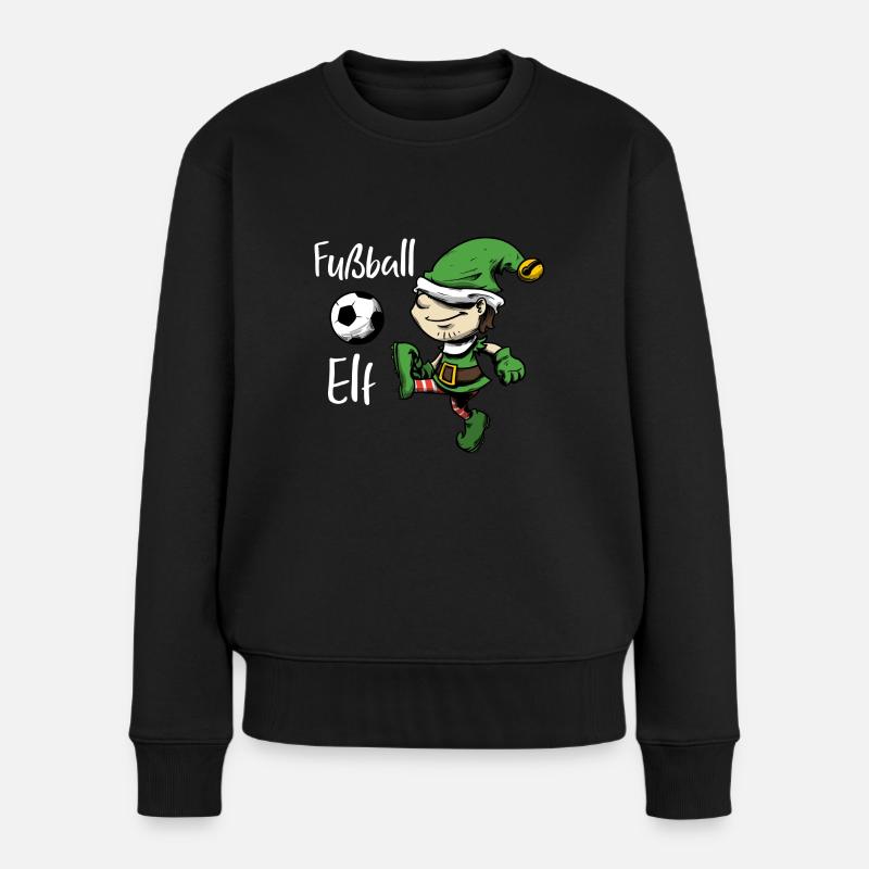 Fußball elf Wichtel Weihnachtself Winter - Frauen Premium Bio Pullover - Schwarz