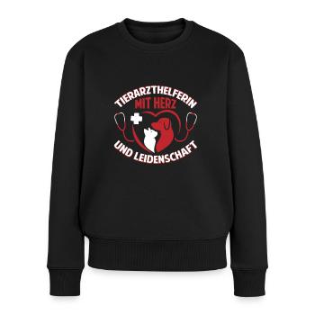Tierarzthelferin mit Herz und Leidenschaft TFA - Frauen Premium Bio Pullover - Schwarz - Vorne - Julia (174cm)