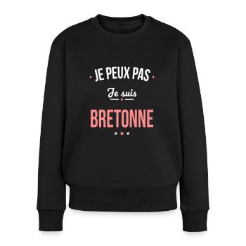 Je peux pas je suis Bretonne - Pull Premium bio Femme - noir - Devant - Julia (174cm)