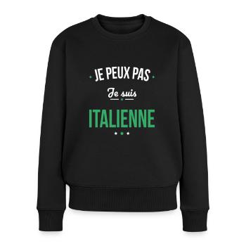 Je peux pas je suis Italienne - Pull Premium bio Femme - noir - Devant - Julia (174cm)