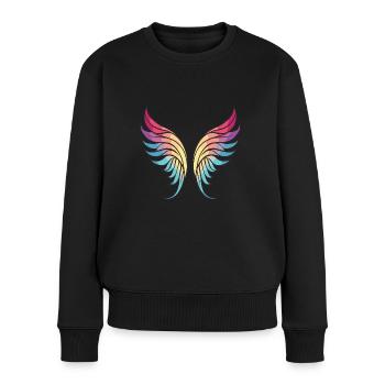 Icône des ailes - Pull Premium bio Femme - noir - Devant - Julia (174cm)