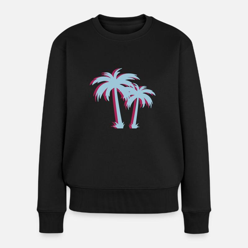 palmen - Frauen Premium Bio Pullover - Schwarz