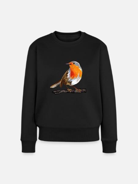 Rotkehlchen - Frauen Premium Bio Pullover - Schwarz
