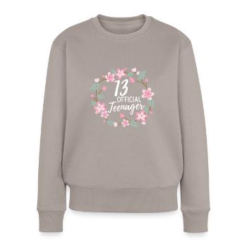 13 Official Teenager -Girls Mädchen 13 Geburtstag - Women's Premium Organic Jumper - taupe - Front - Julia (174cm)