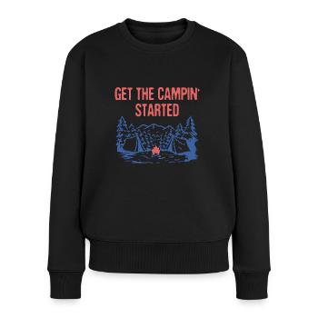 Get the Campin' Started Summer Vacation Tropical - Frauen Premium Bio Pullover - Schwarz - Vorne - Julia (174cm)