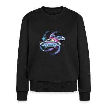 Univers Galaxie OVNI Espace - Pull Premium bio Femme - noir - Devant - Julia (174cm)