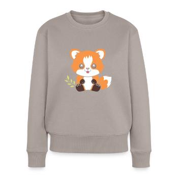 Renard amour Petit panda roux - Pull Premium bio Femme - taupe - Devant - Julia (174cm)