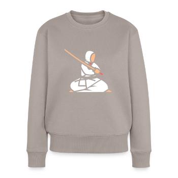 iaido - Frauen Premium Bio Pullover - Taupe - Vorne - Julia (174cm)
