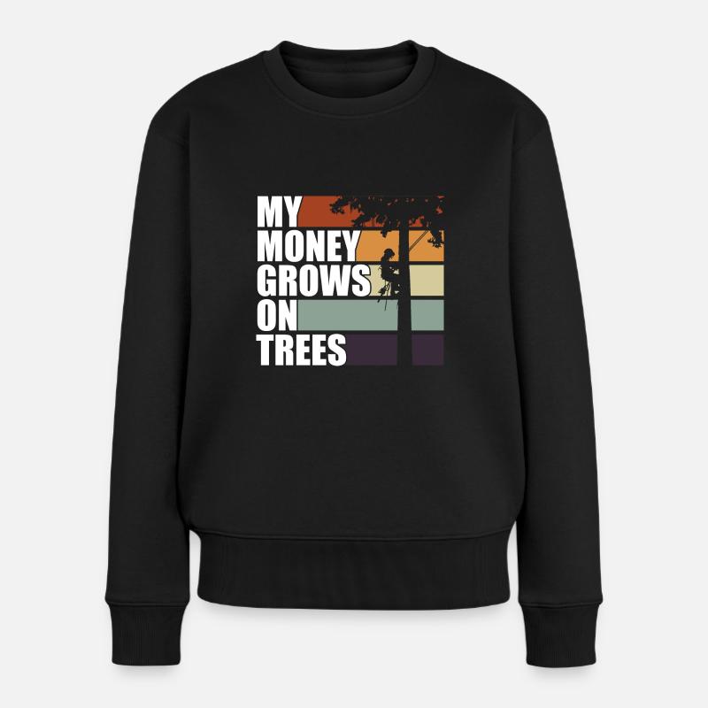 Mein Geld Wächst Auf Bäumen Vintage Tree Climb - Frauen Premium Bio Pullover - Schwarz