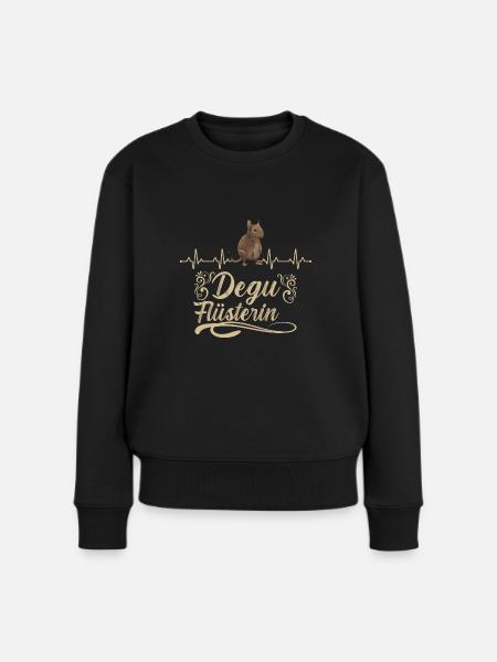 Degu Flüsterin Spruch Nagetier Herzschlag - Frauen Premium Bio Pullover - Schwarz