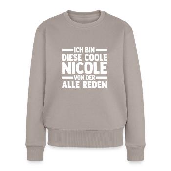 Nicole - Frauen Premium Bio Pullover - Taupe - Vorne - Julia (174cm)