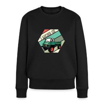 I MOG DI - Unimog - Oldtimer - Offroad - Frauen Premium Bio Pullover - Schwarz - Vorne - Julia (174cm)