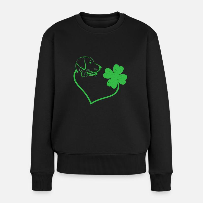 Labradorhund Kleeblatt Glücksbringer Liebe - Frauen Premium Bio Pullover - Schwarz