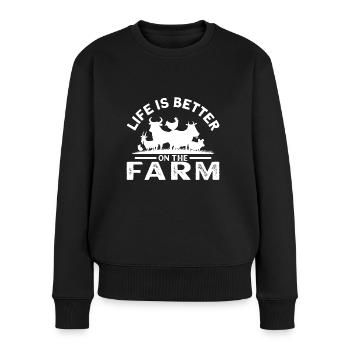 Landwirtschaft - Frauen Premium Bio Pullover - Schwarz - Vorne - Julia (174cm)