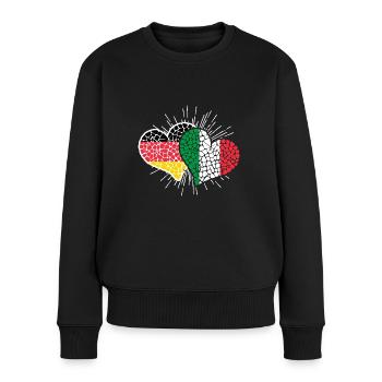 Deutschland Italien Herzen Fußball Länderspiel - Frauen Premium Bio Pullover - Schwarz - Vorne - Julia (174cm)