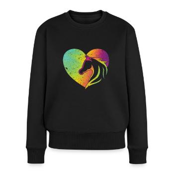 Cœur avec cheval - Amoureux des chevaux Filles de chevaux - Pull Premium bio Femme - noir - Devant - Julia (174cm)