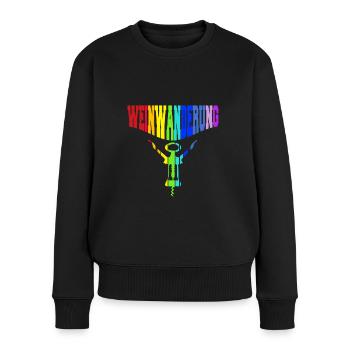 regenbogenfarben bunter Korkenzieher Weinwanderung - Frauen Premium Bio Pullover - Schwarz - Vorne - Julia (174cm)