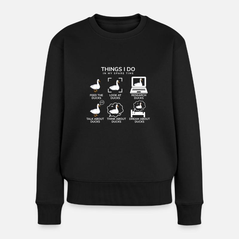 Dinge, die ich in meiner Freizeit tue Entenliebhaber - Frauen Premium Bio Pullover - Schwarz