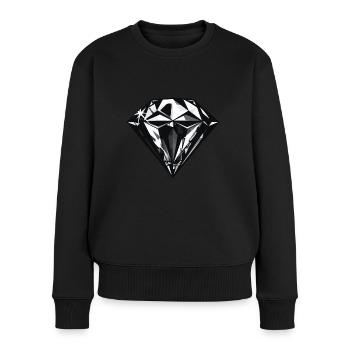 Symbole de bijou en diamant - Pull Premium bio Femme - noir - Devant - Julia (174cm)