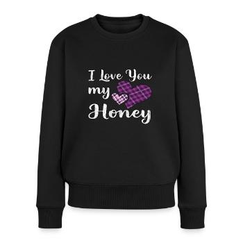 Valentinstag - Jahrestag - Verliebte Paare - Frauen Premium Bio Pullover - Schwarz - Vorne - Julia (174cm)