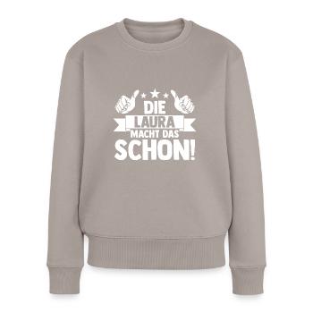 Laura - Frauen Premium Bio Pullover - Taupe - Vorne - Julia (174cm)