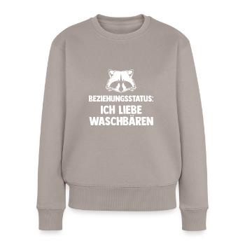 Beziehungsstatus Waschbär - Frauen Premium Bio Pullover - Taupe - Vorne - Julia (174cm)