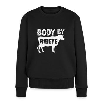 Délice de viande de steak de faux-filet - Pull Premium bio Femme - noir - Devant - Julia (174cm)