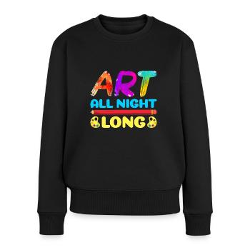 Artiste Peintre Art Graphique Toute la Nuit Dessins - Pull Premium bio Femme - noir - Devant - Julia (174cm)