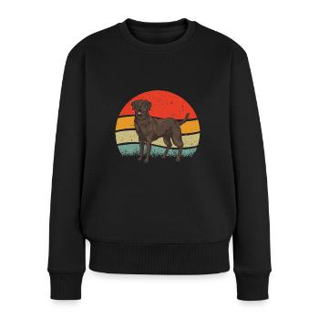 Schoko Brauner Labrador Retriever Hund - Frauen Premium Bio Pullover - Schwarz - Vorne - Julia (174cm)