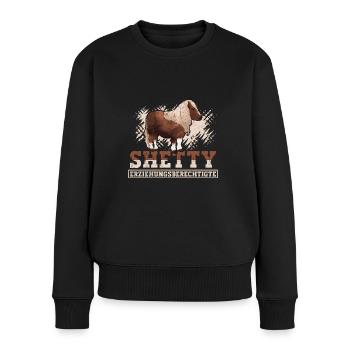 Shetty Spruch Shetland Pony reiten - Frauen Premium Bio Pullover - Schwarz - Vorne - Julia (174cm)
