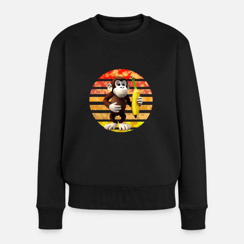 Bananen Affe - Frauen Premium Bio Pullover - Schwarz
