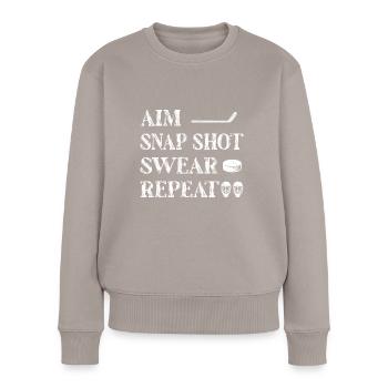 Eishockey Ausrüstung Schläger Puck Hockey - Frauen Premium Bio Pullover - Taupe - Vorne - Julia (174cm)