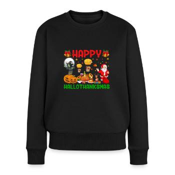 Halloween citrouille Thanksgiving Noël Père Noël - Pull Premium bio Femme - noir - Devant - Julia (174cm)