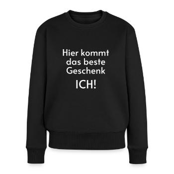 Das beste Geschenk bin ich Spruch - Frauen Premium Bio Pullover - Schwarz - Vorne - Julia (174cm)