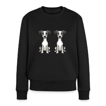 Whippet Hund Comic - Frauen Premium Bio Pullover - Schwarz - Vorne - Julia (174cm)