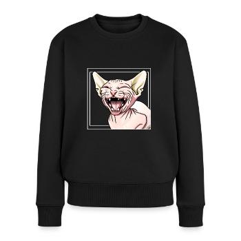 Sphynx-Katze lacht - Frauen Premium Bio Pullover - Schwarz - Vorne - Julia (174cm)