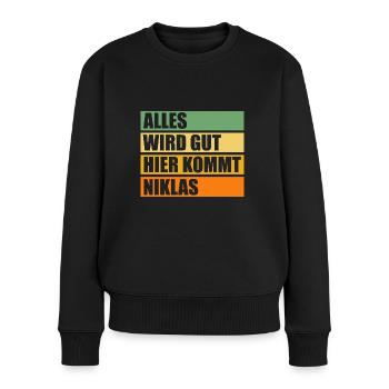Niklas - Frauen Premium Bio Pullover - Schwarz - Vorne - Julia (174cm)
