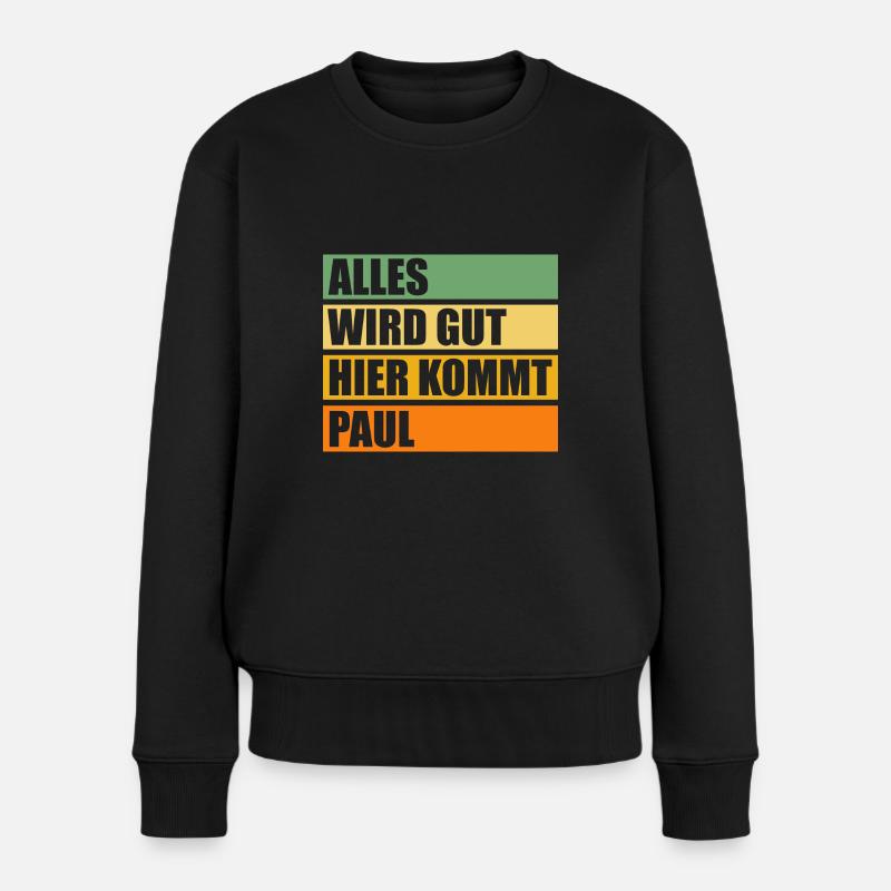 Paul - Frauen Premium Bio Pullover - Schwarz